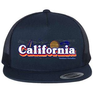 California Retro Summer Paradise Flat Bill Trucker Hat