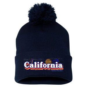 California Retro Summer Paradise Pom Pom 12in Knit Beanie