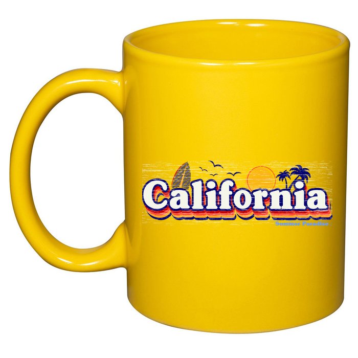 California Retro Summer Paradise 11oz C Handle Ceramic Mug