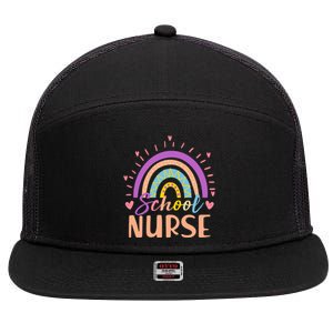 Cute Rainbow School Nurse 7 Panel Mesh Trucker Snapback Hat