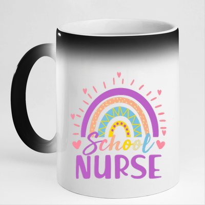 Cute Rainbow School Nurse 11oz Black Color Changing Mug