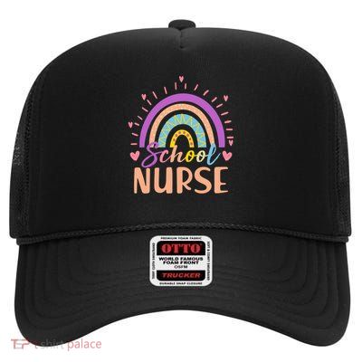 Cute Rainbow School Nurse High Crown Mesh Back Trucker Hat