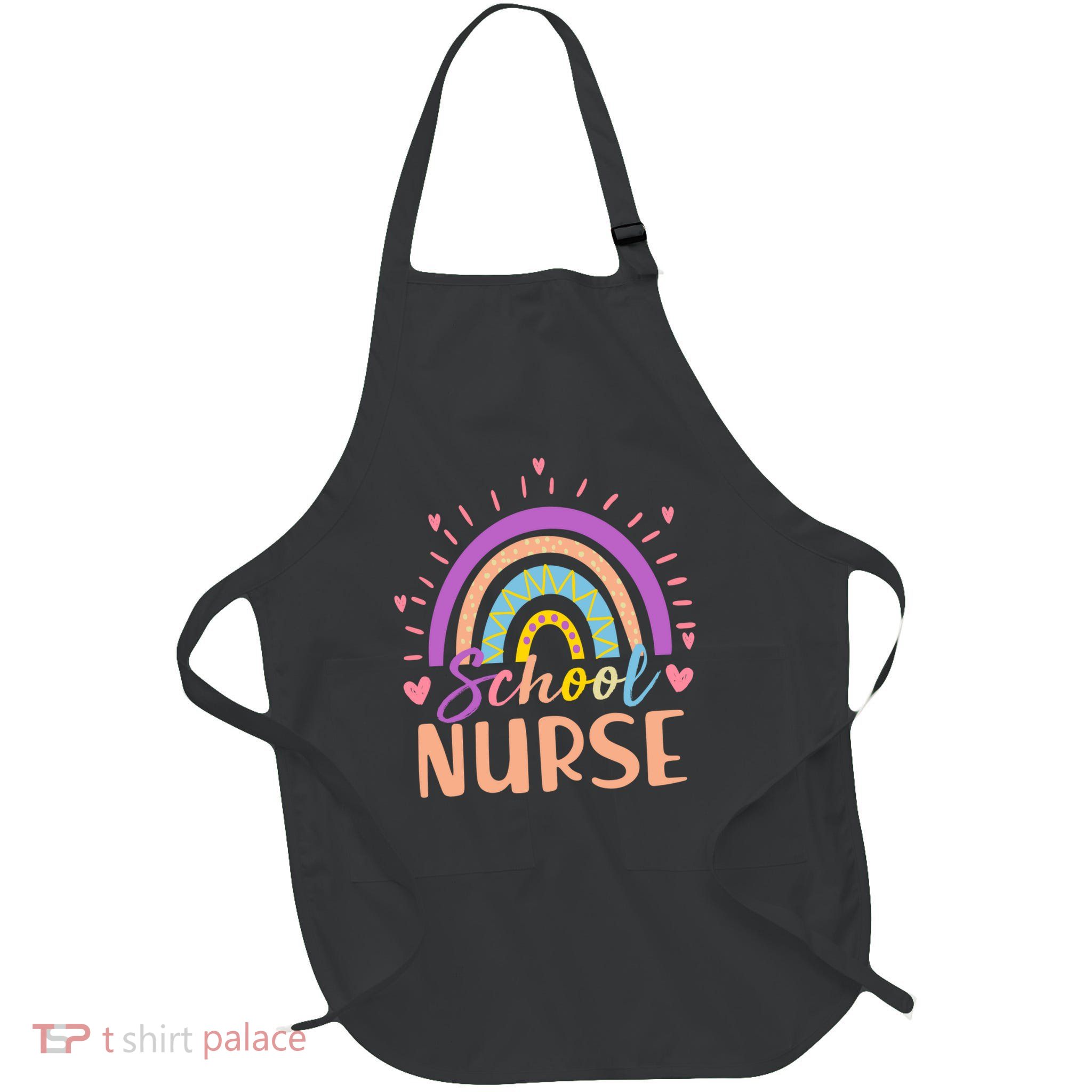 Cute Rainbow School Nurse Full-Length Apron With Pockets