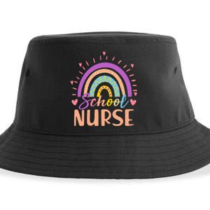 Cute Rainbow School Nurse Sustainable Bucket Hat