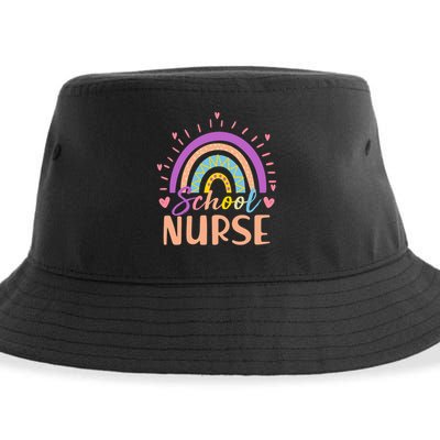 Cute Rainbow School Nurse Sustainable Bucket Hat