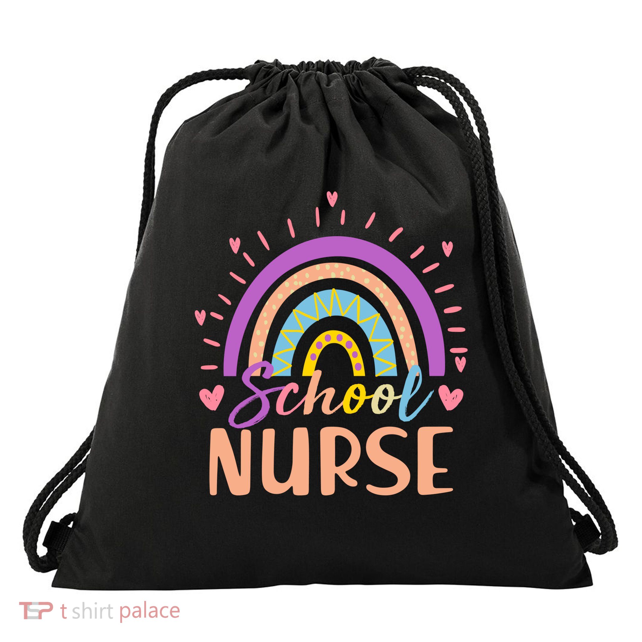 Cute Rainbow School Nurse Drawstring Bag