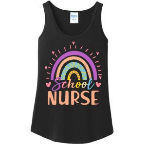 Cute Rainbow School Nurse Ladies Essential Tank