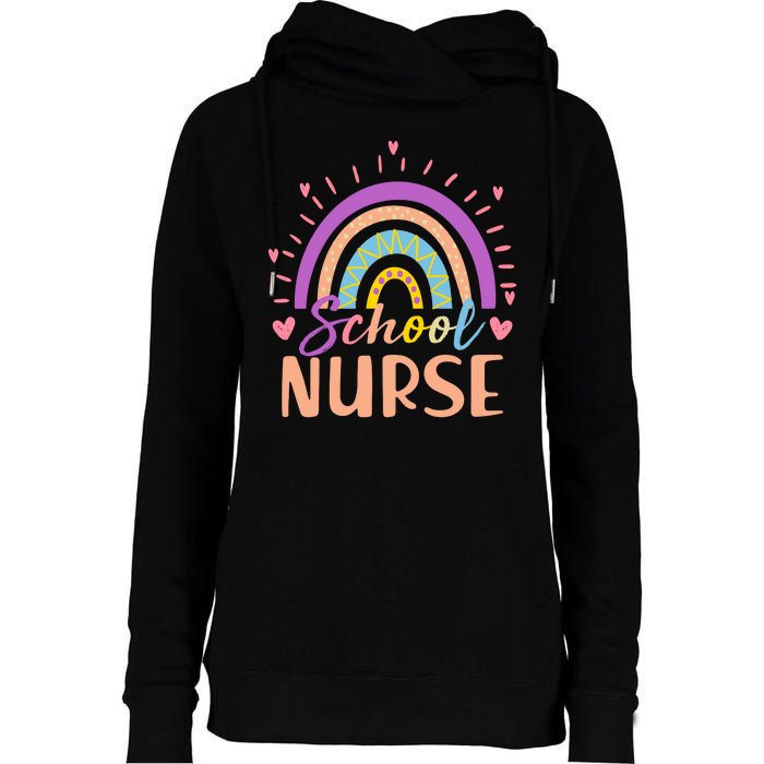 Cute Rainbow School Nurse Womens Funnel Neck Pullover Hood