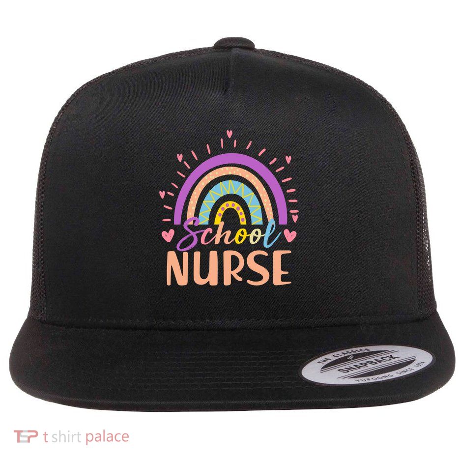Cute Rainbow School Nurse Flatbill Hat