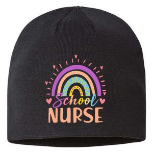 Cute Rainbow School Nurse Sustainable Beanie