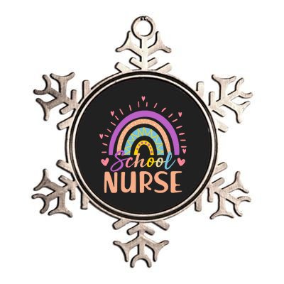 Cute Rainbow School Nurse Metallic Star Ornament