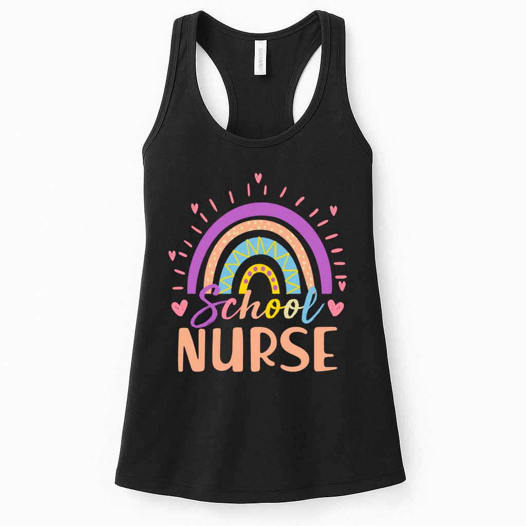 Cute Rainbow School Nurse Womens Tank Top