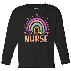 Cute Rainbow School Nurse Toddler Long Sleeve Shirt