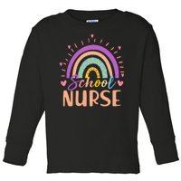 Cute Rainbow School Nurse Toddler Long Sleeve Shirt