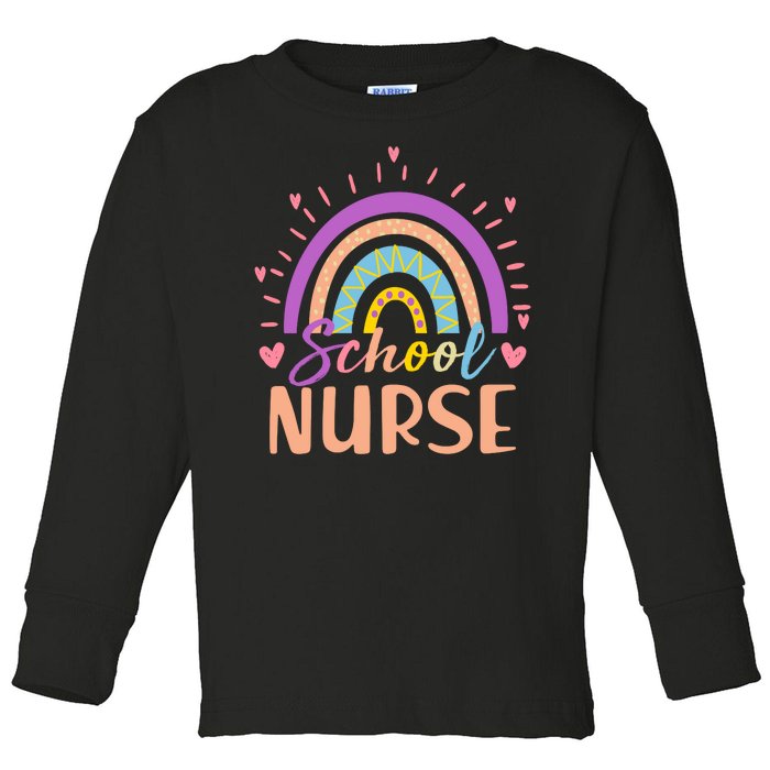 Cute Rainbow School Nurse Toddler Long Sleeve Shirt