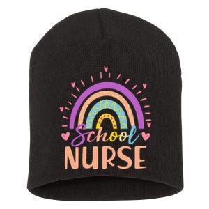 Cute Rainbow School Nurse Short Acrylic Beanie