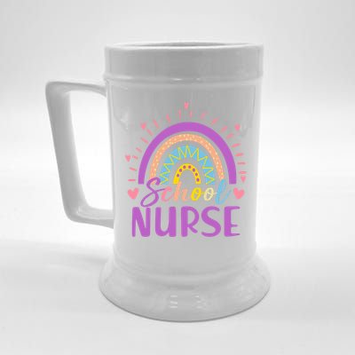 Cute Rainbow School Nurse Beer Stein