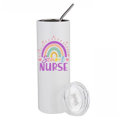 Cute Rainbow School Nurse Stainless Steel Tumbler