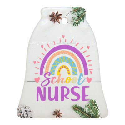 Cute Rainbow School Nurse Ceramic Bell Ornament