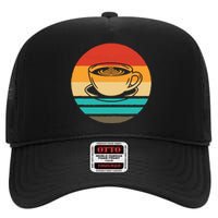 Coffee Retro Style Vintage High Crown Mesh Back Trucker Hat