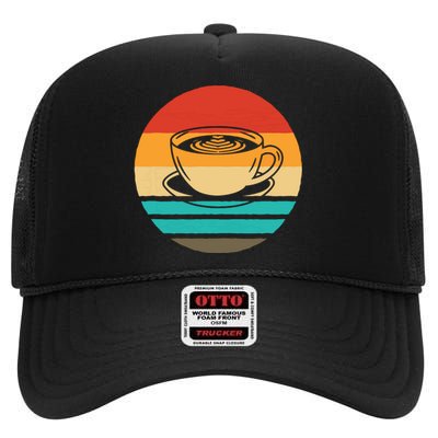 Coffee Retro Style Vintage High Crown Mesh Back Trucker Hat