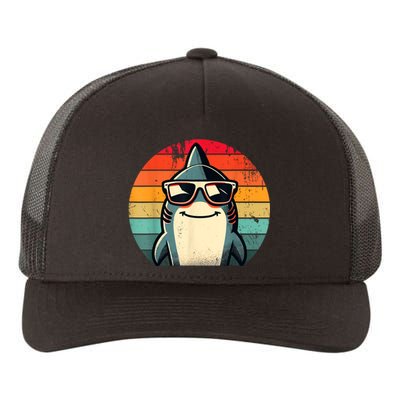 Cool Retro Shark In Sunglasses 70s 80s 90s Funny Shark Yupoong Adult 5-Panel Trucker Hat