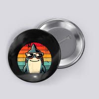 Cool Retro Shark In Sunglasses 70s 80s 90s Funny Shark Button