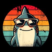 Cool Retro Shark In Sunglasses 70s 80s 90s Funny Shark Button