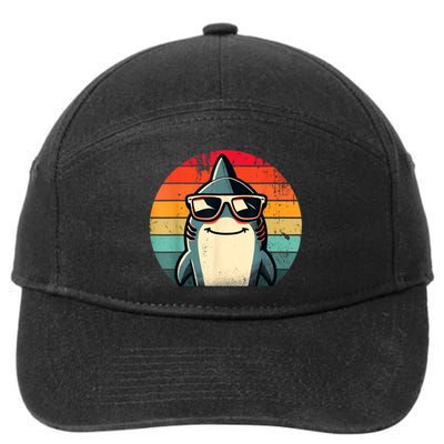 Cool Retro Shark In Sunglasses 70s 80s 90s Funny Shark 7-Panel Snapback Hat