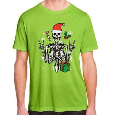 Christmas Rocker Skeleton Santa Rock Hand Xmas Funny Adult ChromaSoft Performance T-Shirt