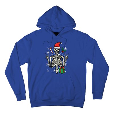 Christmas Rocker Skeleton Santa Rock Hand Xmas Funny Hoodie