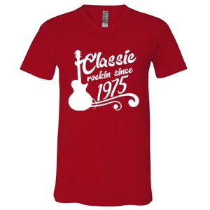 Classic Rockin Since 1975 50th Birthday V-Neck T-Shirt