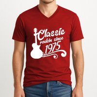 Classic Rockin Since 1975 50th Birthday V-Neck T-Shirt