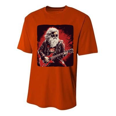 Cool Rocker Santa Claus For Christmas Rock Music Lovers Gift Performance Sprint T-Shirt