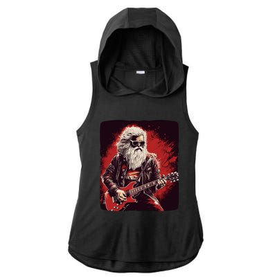 Cool Rocker Santa Claus For Christmas Rock Music Lovers Gift Ladies PosiCharge Tri-Blend Wicking Draft Hoodie Tank