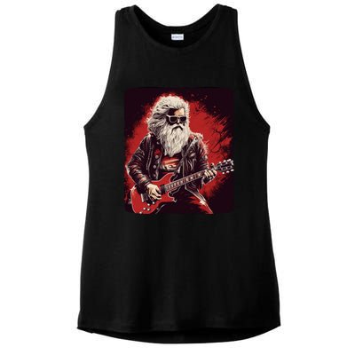 Cool Rocker Santa Claus For Christmas Rock Music Lovers Gift Ladies PosiCharge Tri-Blend Wicking Tank