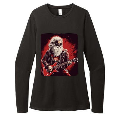 Cool Rocker Santa Claus For Christmas Rock Music Lovers Gift Womens CVC Long Sleeve Shirt