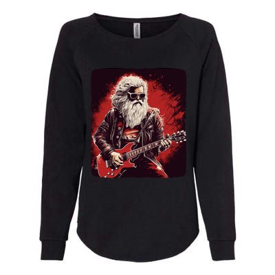 Cool Rocker Santa Claus For Christmas Rock Music Lovers Gift Womens California Wash Sweatshirt