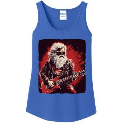 Cool Rocker Santa Claus For Christmas Rock Music Lovers Gift Ladies Essential Tank