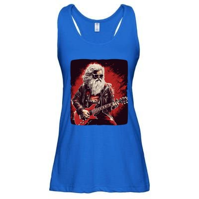 Cool Rocker Santa Claus For Christmas Rock Music Lovers Gift Ladies Essential Flowy Tank