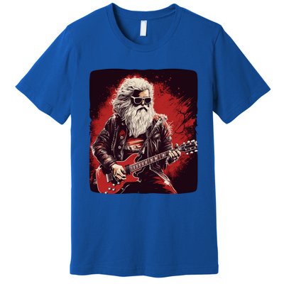 Cool Rocker Santa Claus For Christmas Rock Music Lovers Gift Premium T-Shirt