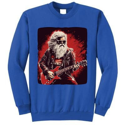 Cool Rocker Santa Claus For Christmas Rock Music Lovers Gift Tall Sweatshirt