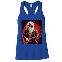 Cool Rocker Santa Claus For Christmas Rock Music Lovers Gift Women's Racerback Tank