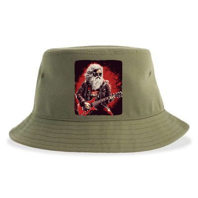 Cool Rocker Santa Claus For Christmas Rock Music Lovers Gift Sustainable Bucket Hat