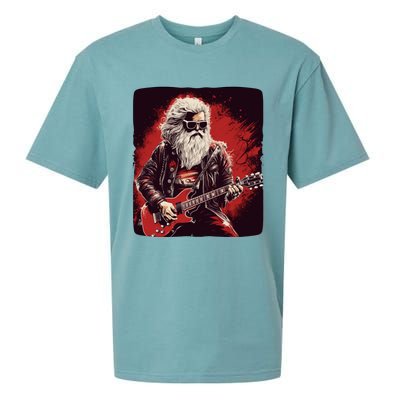 Cool Rocker Santa Claus For Christmas Rock Music Lovers Gift Sueded Cloud Jersey T-Shirt