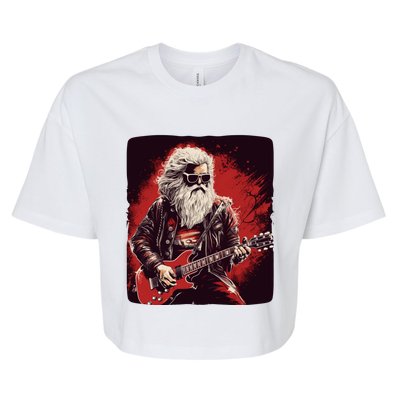 Cool Rocker Santa Claus For Christmas Rock Music Lovers Gift Bella+Canvas Jersey Crop Tee