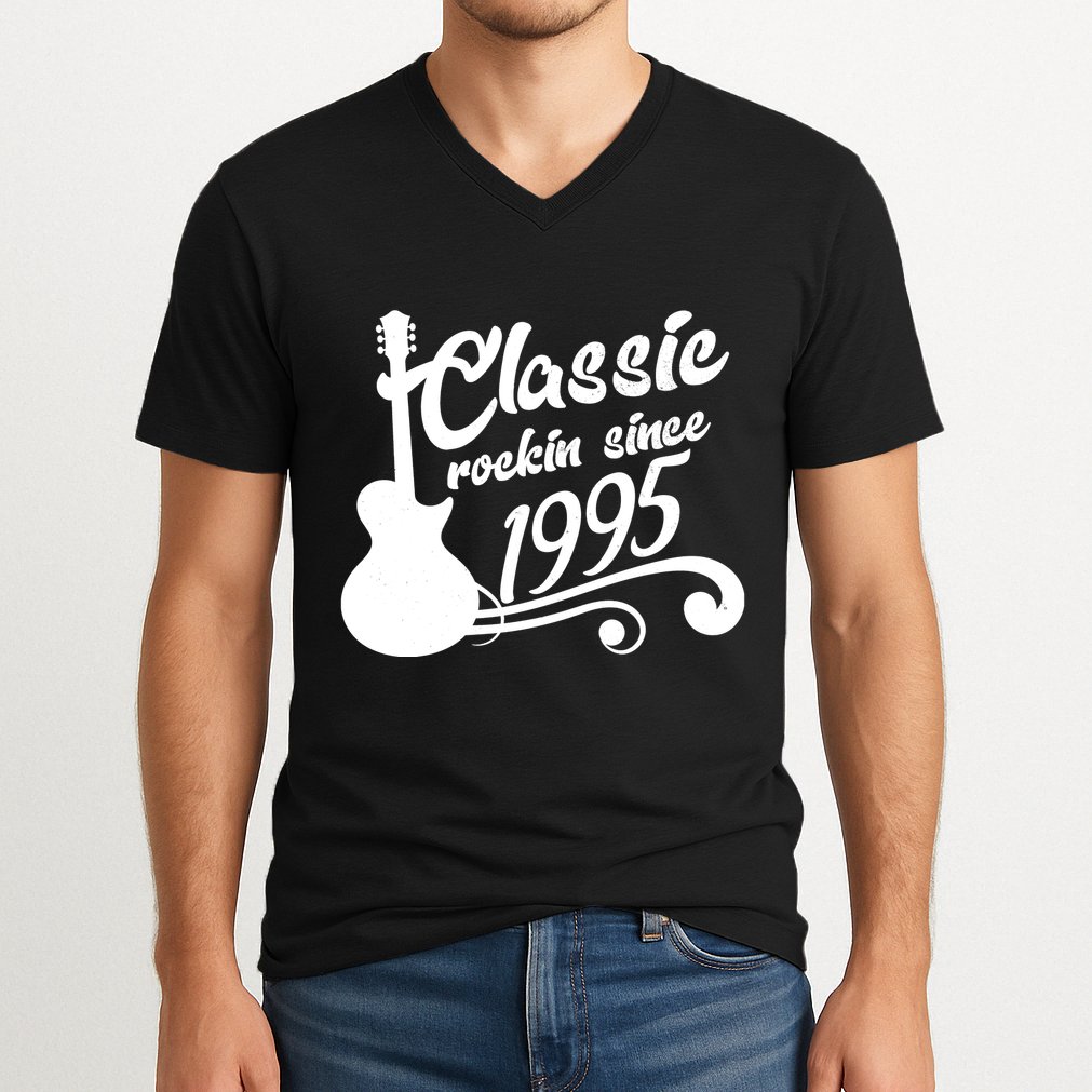 Classic Rockin Since 1995 30th Birthday V-Neck T-Shirt