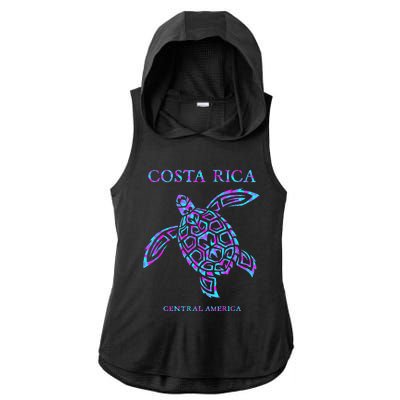 Costa Rica Sea Turtle Girls Ladies PosiCharge Tri-Blend Wicking Draft Hoodie Tank