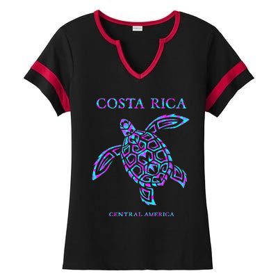 Costa Rica Sea Turtle Girls Ladies Halftime Notch Neck Tee