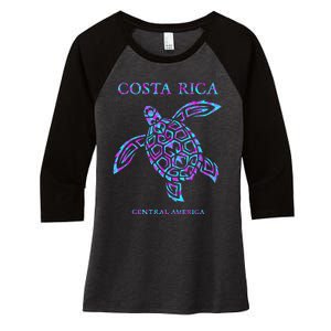 Costa Rica Sea Turtle Girls Women's Tri-Blend 3/4-Sleeve Raglan Shirt